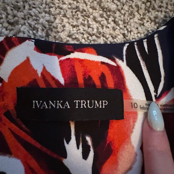 Ivanka Trump navy blue floral midi dress size 10 - Picture 7 of 12